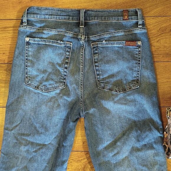 7 For All Mankind b(air) Edie High Waist Straight Leg Frayed Hem Jeans Size 31 - Picture 7 of 15